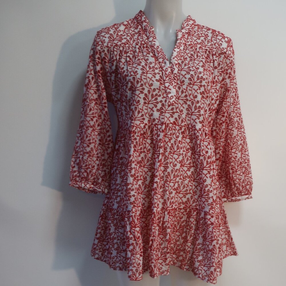 NWT Womens Guadalupe Matilda Red Eyelet Dress L